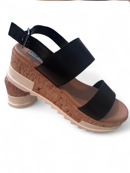 Steve Madden Shoes - Steve Madden Black Leather Platform Cork Sandals